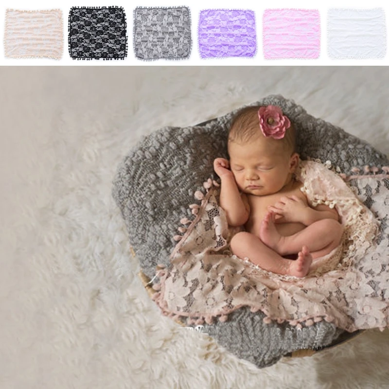 

Newborn Baby Toddler Tassel Lace Wrap Cloth Photo Photography Prop Blanket Rug W15