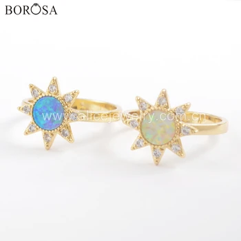 BOROSA 5PCS New Gold Bezel Crystal CZ Micro Pave Round Blue White Manmade Opal Druzy Ring Jewelry for Party as Gifts ZG0393
BOROSA 5PCS New Gold Bezel Crystal CZ Micro Pave Round Blue White Manmade Opal Druzy Ring Jewelry for Party as Gifts ZG0393