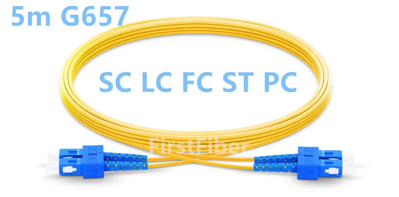 5 м SC LC FC ST PC UPC патч-кабель 2 ядра дуплексный волоконный G657A перемычка патч-корд 0 мм