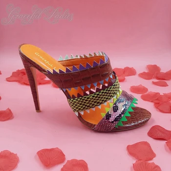 Colorful Woman Slides Sandals Summer Open Heels Snakeskin Stilettos High Heels Casual Shoes Open Toe Sapato Feminino Slip-On
Colorful Woman Slides Sandals Summer Open Heels Snakeskin Stilettos High Heels Casual Shoes Open Toe Sapato Feminino Slip-On