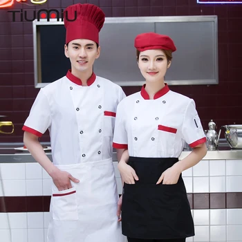 4 Colors M-4XL Patchwork Women Men Short-sleeve Double Breasted Kitchen Work Uniform Coffee Sushi Bar Bakery Canteen Chef Jacket
4 Colors M-4XL Patchwork Women Men Short-sleeve Double Breasted Kitchen Work Uniform Coffee Sushi Bar Bakery Canteen Chef Jacket