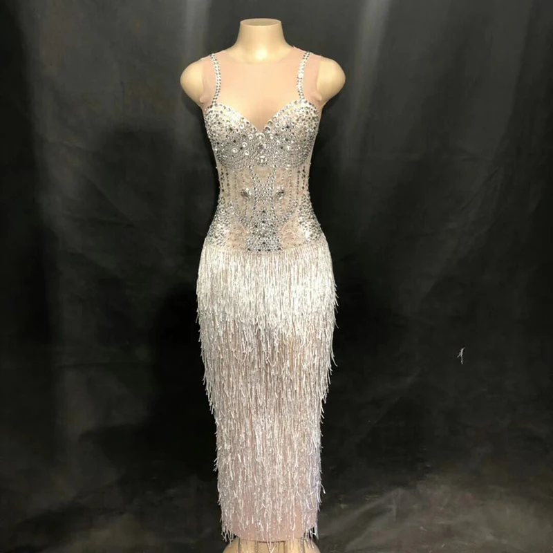 Sparkly Rhinestones Tassel Stretch Spandex Dress Nightclub Female Singer Show Clothes Women's Celebrate Outfit Dresses DJ281
Sparkly Rhinestones Tassel Stretch Spandex Dress Nightclub Female Singer Show Clothes Women's Celebrate Outfit Dresses DJ281