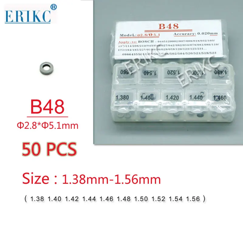 ERIKC Common Rail Shim Kit B48 Apply for Diesel Fuel 110 Series Injection and B48 Adjustments Size: 1.38mm--1.56mm
ERIKC Common Rail Shim Kit B48 Apply for Diesel Fuel 110 Series Injection and B48 Adjustments Size: 1.38mm--1.56mm