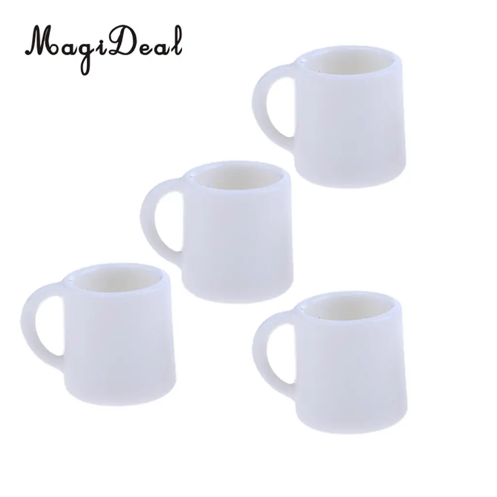 Set of 4 Pieces 1/12 Miniature Milk Tea Coffee Wine Cups Mugs Dollhouse Tableware for Dolls House Decor Accessories