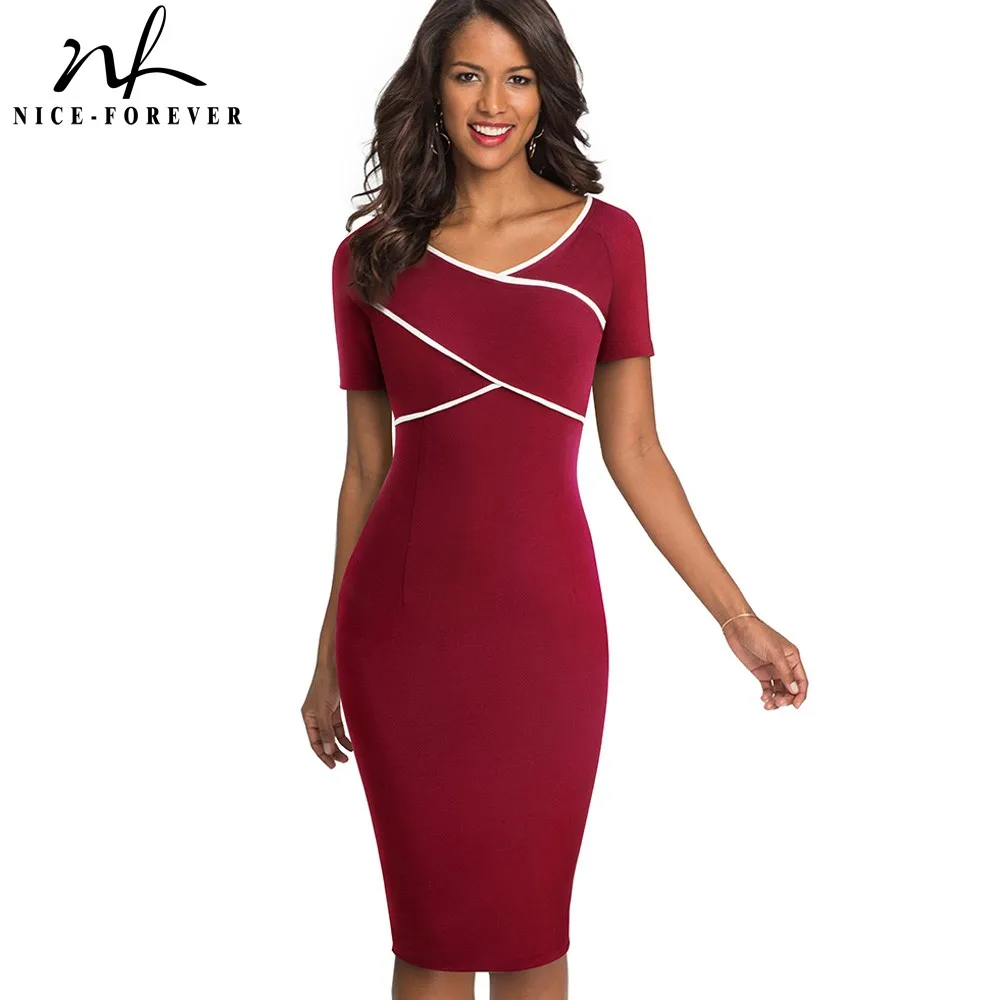 Nice-Forever Elegant Vintage Patchwork Work vestidos Business Party Bodycon Office Sheath Women Dress B519
Nice-Forever Elegant Vintage Patchwork Work vestidos Business Party Bodycon Office Sheath Women Dress B519