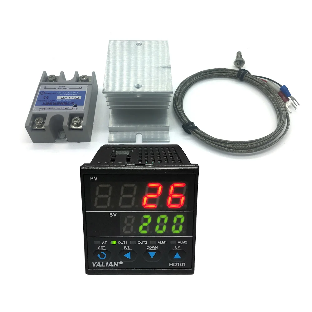 100V-240V new pid digital temperature controller Max adjust temperature 1372 °C+2M K thermocouple+Max 40A ssr+good radiator NEW
100V-240V new pid digital temperature controller Max adjust temperature 1372 °C+2M K thermocouple+Max 40A ssr+good radiator NEW