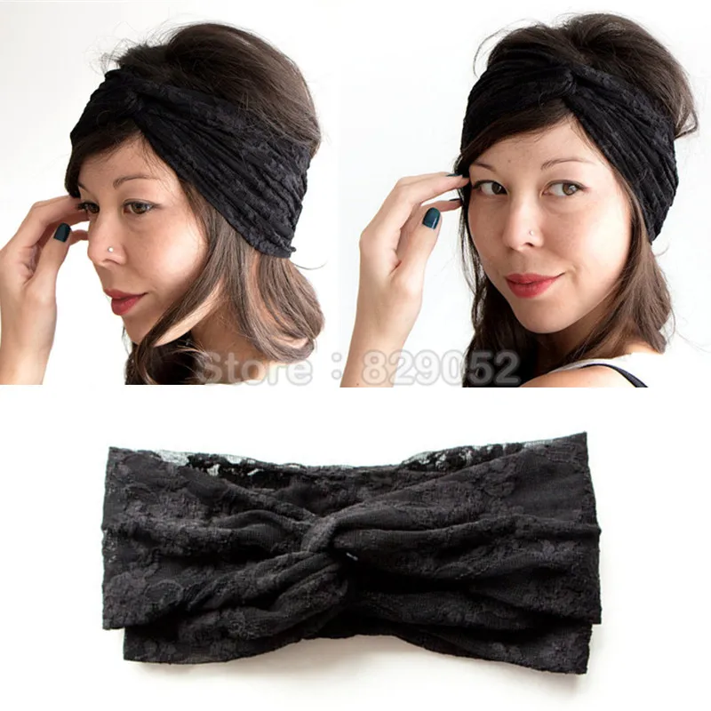 Soft Knit Grey Flower Motif Stretch Headband Head Wrap Band Hair Accessories