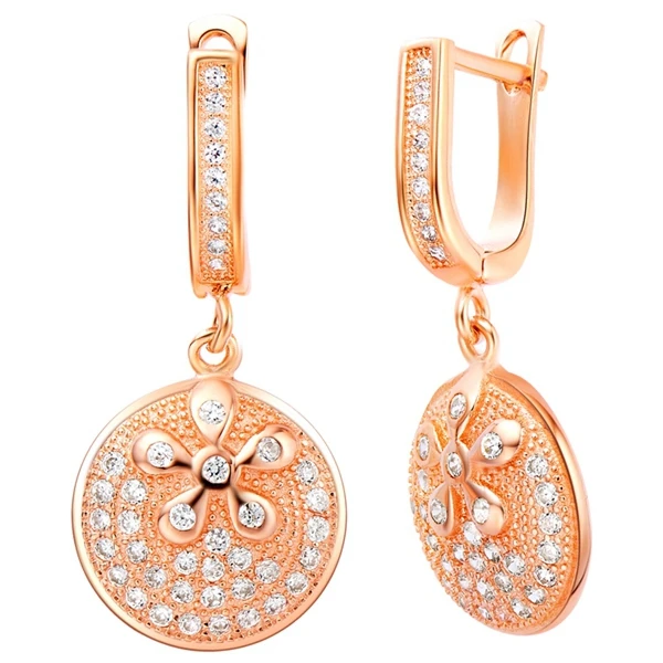 Rhodium Plated Rose G Earrings, With Round Petals Simple Design, Small Crystal Mosaic, Classic Retro Style Women
Rhodium Plated Rose G Earrings, With Round Petals Simple Design, Small Crystal Mosaic, Classic Retro Style Women