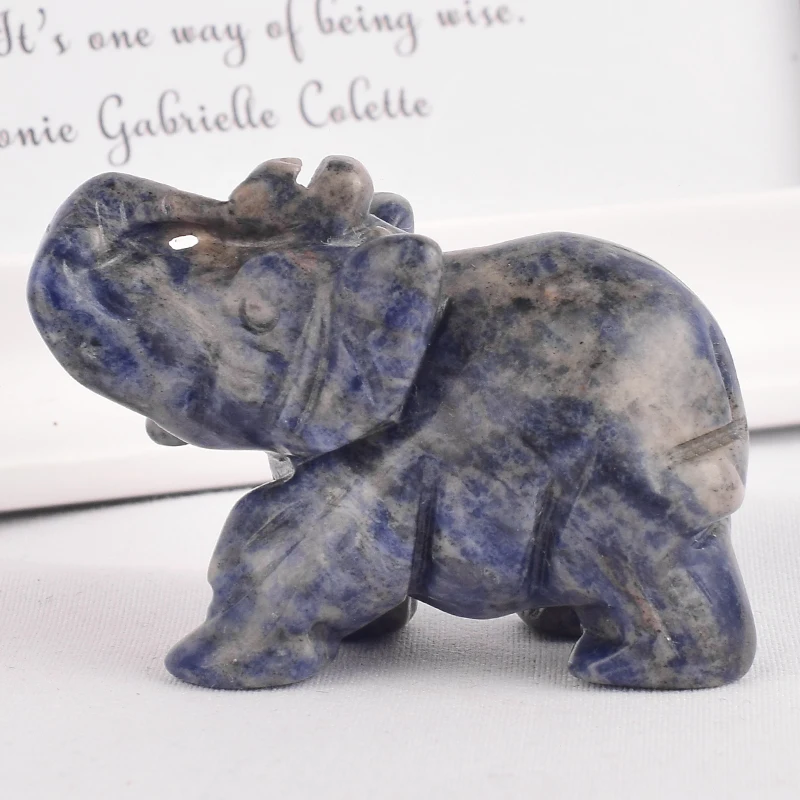 Single natural gemstones sodalite elephant figurine carved craft mini animals statues for kids room decoration healing crystals
Single natural gemstones sodalite elephant figurine carved craft mini animals statues for kids room decoration healing crystals