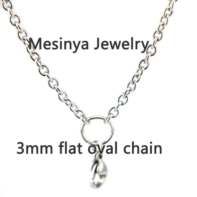 

25pcs 30'' 0.8mm wire 3mm width Stainless steel flat cable chain for floating charm glass locket keepsake,not include locket