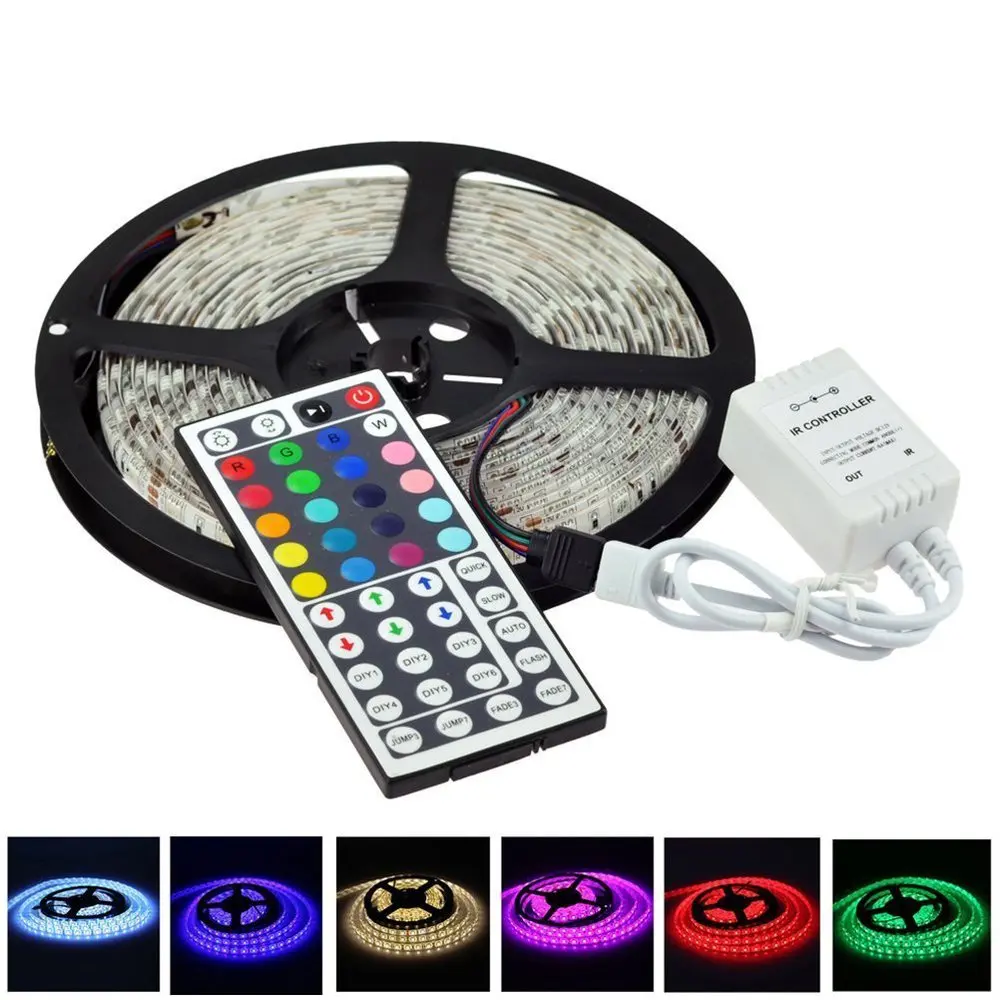 5M RGB color change SMD5050 300LED Waterproof/Non-waterproof Flexible LED Light Strip lamp + 44Key IR Remote controller
5M RGB color change SMD5050 300LED Waterproof/Non-waterproof Flexible LED Light Strip lamp + 44Key IR Remote controller