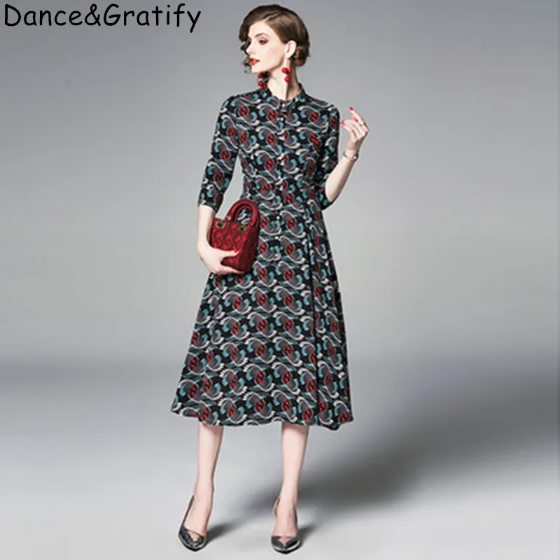 New 2019 Summer Women Brand Designer Runway Dress Female Elegant Long Midi Vintage Print Party Dress Plus Size S-3XL
New 2019 Summer Women Brand Designer Runway Dress Female Elegant Long Midi Vintage Print Party Dress Plus Size S-3XL