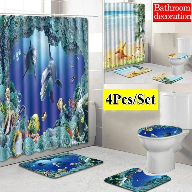 New Fashion 4Pcs/Set Shower Curtain Bathroom Waterproof Floor Rug Lid Toilet Cover Bath Mat Set(45*75cm)
New Fashion 4Pcs/Set Shower Curtain Bathroom Waterproof Floor Rug Lid Toilet Cover Bath Mat Set(45*75cm)