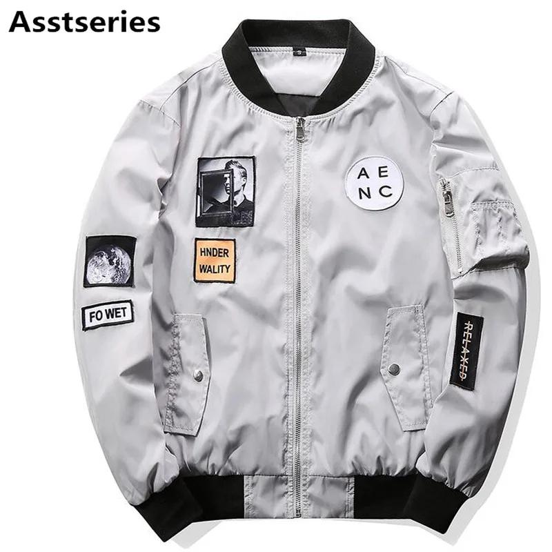Asstseries New Men Bomber Jacket Hip Hop Patch Designs Slim Fit Pilot Bomber Jacket Coat Men Jackets Plus Size 4XL
Asstseries New Men Bomber Jacket Hip Hop Patch Designs Slim Fit Pilot Bomber Jacket Coat Men Jackets Plus Size 4XL