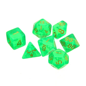 7pcs/set Green Translucent Polyhedral Dices Set RPG Dragons and Dungeons Funny Gambling Games With Dice Bag Poker Party Portable
7pcs/set Green Translucent Polyhedral Dices Set RPG Dragons and Dungeons Funny Gambling Games With Dice Bag Poker Party Portable