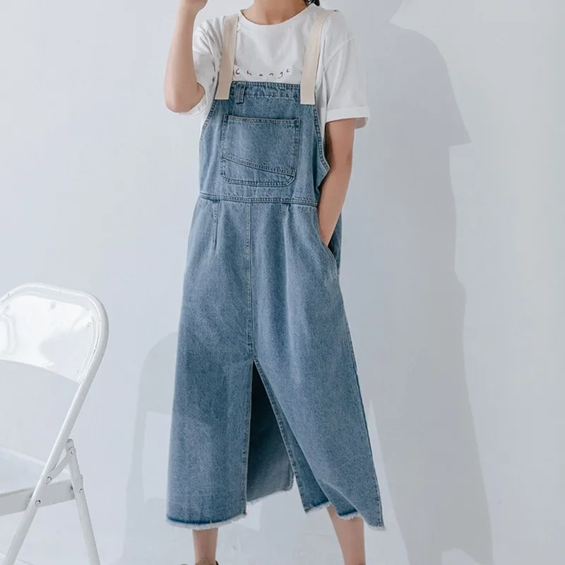 Korean Contrast Color Strap Denim Dress Women Casual Vintage Summer New Loose Jean Dress Women Split Brushed Hem Dress Female
Korean Contrast Color Strap Denim Dress Women Casual Vintage Summer New Loose Jean Dress Women Split Brushed Hem Dress Female