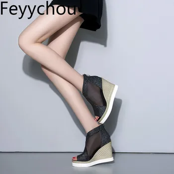Women Sandals Lace Air Mesh Peep Toe Zip Wedges High Heels 2018 New Sexy Fashion Spring Summer Platform Party Casual Shoes Gold
Women Sandals Lace Air Mesh Peep Toe Zip Wedges High Heels 2018 New Sexy Fashion Spring Summer Platform Party Casual Shoes Gold