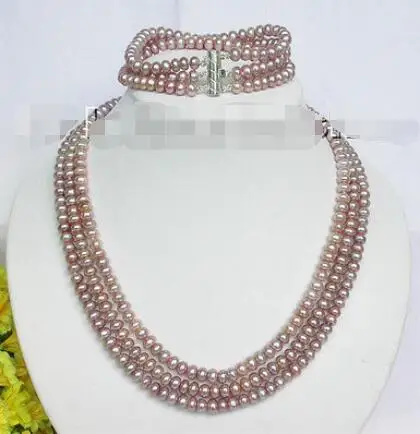 Shipping >> new hot Genuine 3row lavender pearls necklace bracelet set 925s
Shipping >> new hot Genuine 3row lavender pearls necklace bracelet set 925s