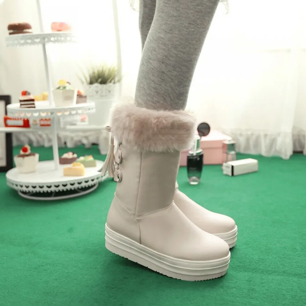 2018 Winter Women's Boots Leather Mid-calf Snow Boots Lace-up Flat Women Shoes Solid Fur Ladies High Boots sapatos femininos
2018 Winter Women's Boots Leather Mid-calf Snow Boots Lace-up Flat Women Shoes Solid Fur Ladies High Boots sapatos femininos