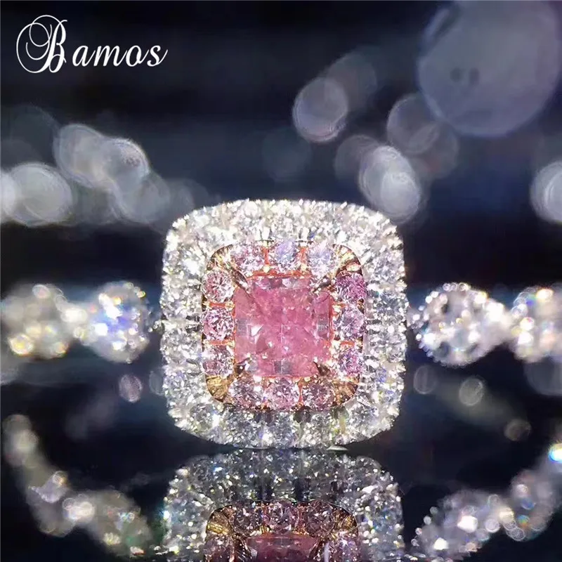 Bamos Romantic White & Pink Rhinestone Ring Silver Color Square Wedding Rings For Women Fashion Jewelry Valentine's Day Gift
Bamos Romantic White & Pink Rhinestone Ring Silver Color Square Wedding Rings For Women Fashion Jewelry Valentine's Day Gift