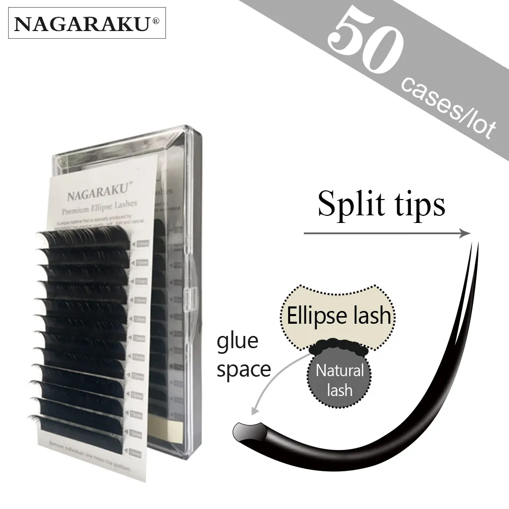 NAGARAKU 50 trays Flat Ellipse Eyelash Extensions split tips ellipse shaped soft and natural false eyelash Faux mink 12 lines
NAGARAKU 50 trays Flat Ellipse Eyelash Extensions split tips ellipse shaped soft and natural false eyelash Faux mink 12 lines