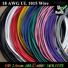 5Meters Flexible Stranded of 18AWG UL1015 Diameter 2.8mm 34/0.178TS 105 degree 600V Electronic Wire Conductor To Internal Wiring
5Meters Flexible Stranded of 18AWG UL1015 Diameter 2.8mm 34/0.178TS 105 degree 600V Electronic Wire Conductor To Internal Wiring