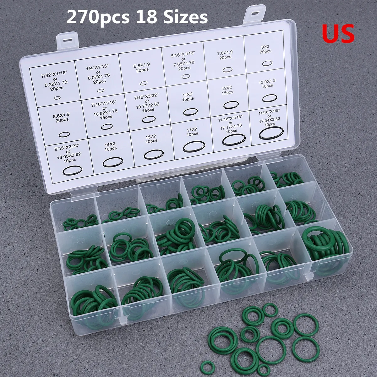 270pcs 18 Sizes O Ring Rubber Insulation Gasket Washer Seals Tool Car Air Conditioning Compressor Seals Car Repair tools A20
270pcs 18 Sizes O Ring Rubber Insulation Gasket Washer Seals Tool Car Air Conditioning Compressor Seals Car Repair tools A20