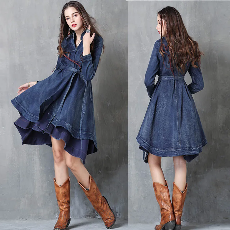 Free Shipping 2019 New Fashion Long Trench Dress For Women Vintage Denim Outerwear Long Sleeve S-L Embroidery Coats With Belt
Free Shipping 2019 New Fashion Long Trench Dress For Women Vintage Denim Outerwear Long Sleeve S-L Embroidery Coats With Belt