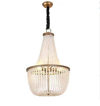 45cm Diameter Brass Chandelier with Crystal Beads Fall Shade / Adjustable Chain Hanging / High Ceiling