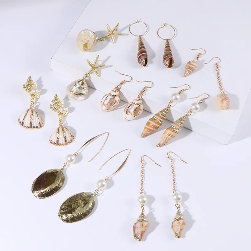KOMi Beach Shell Conch Seashells Dangle Earrings for Women Wedding Jewelry Summer Party Statement Earring Gifts B10205-B10210
KOMi Beach Shell Conch Seashells Dangle Earrings for Women Wedding Jewelry Summer Party Statement Earring Gifts B10205-B10210