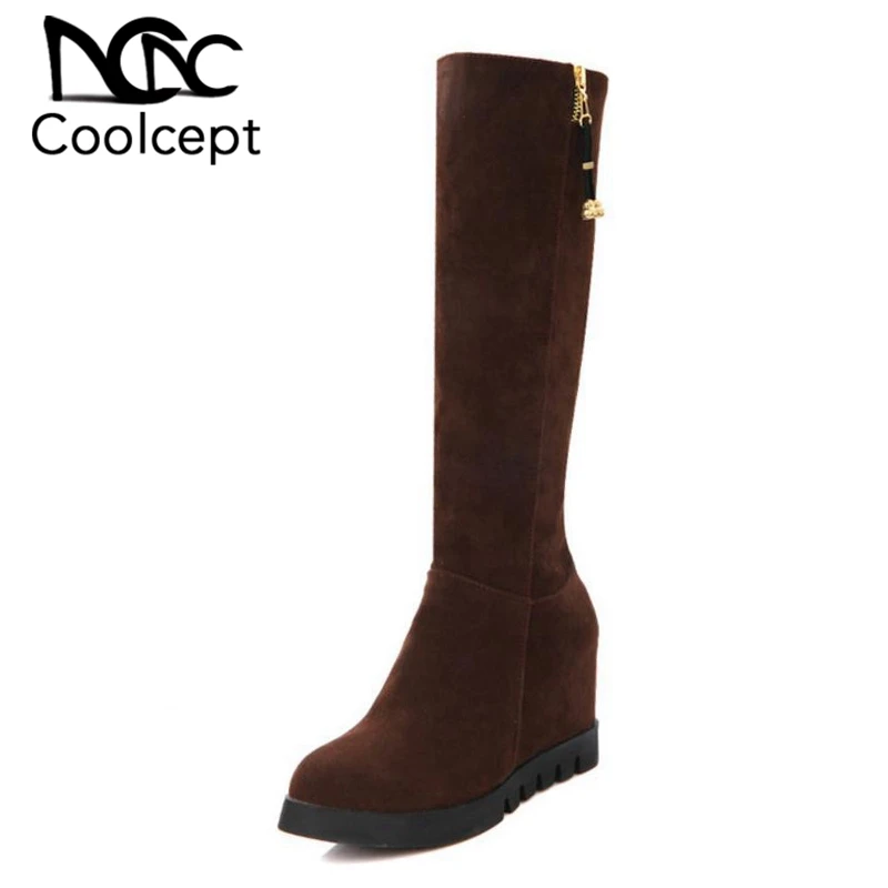 Coolcept Women Knee High Boots Zipper Platform Winter Shoes Women Fur Inside Heel Wedges Boots Snow Warm Footwear Size 32-43
Coolcept Women Knee High Boots Zipper Platform Winter Shoes Women Fur Inside Heel Wedges Boots Snow Warm Footwear Size 32-43