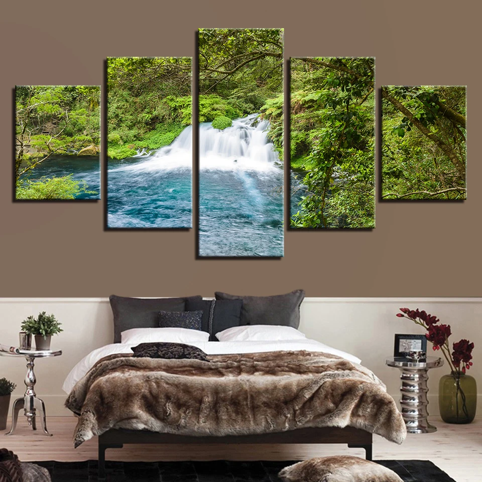Modern Printing Landscape Pictures Art Decor Wall Home Bedroom 5 Pieces Green Tree Waterfall Framework Modular Canvas Paintings
Modern Printing Landscape Pictures Art Decor Wall Home Bedroom 5 Pieces Green Tree Waterfall Framework Modular Canvas Paintings