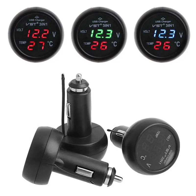 3 in1 USB Car Charger with 12v to 24v LED Digital Voltmeter Ammeter Thermometer & Temperature Monitor usb mobile phone charger
3 in1 USB Car Charger with 12v to 24v LED Digital Voltmeter Ammeter Thermometer & Temperature Monitor usb mobile phone charger