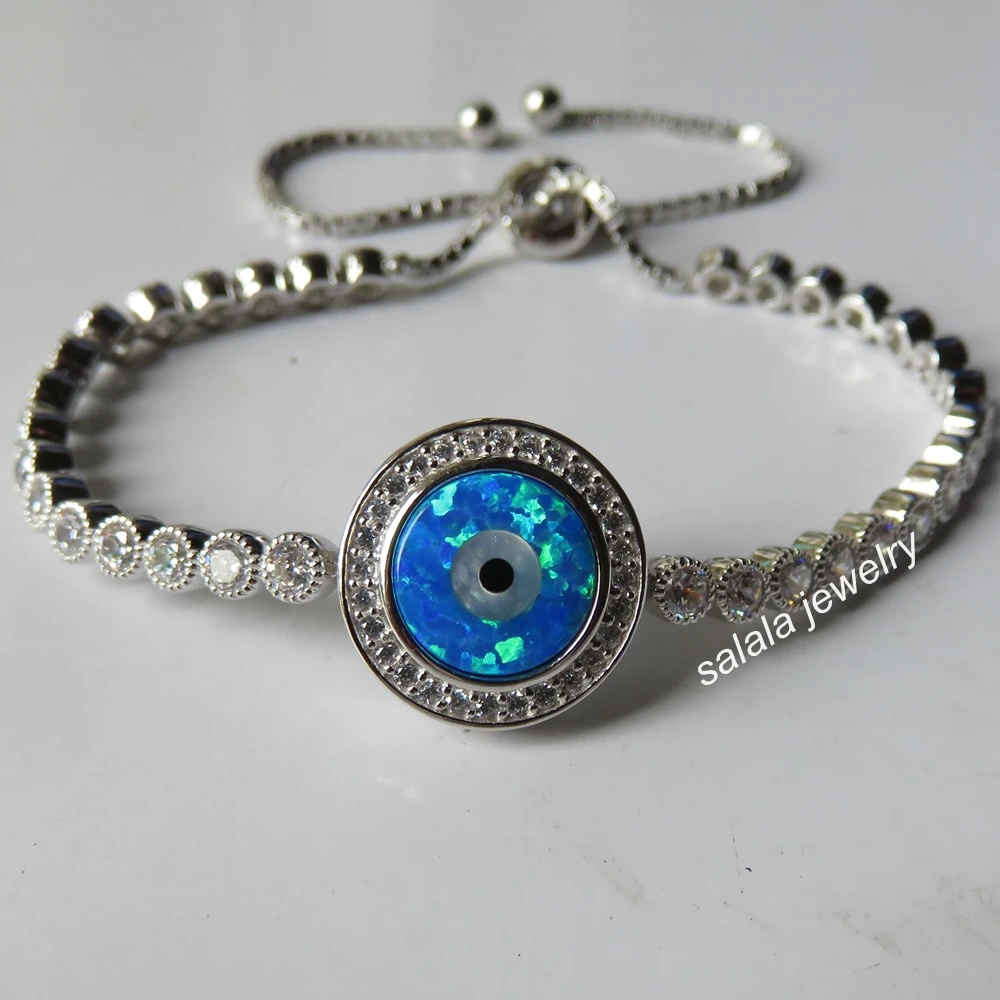 2017 New Arrival ! Adjustable 925 Sterling Silver Evil Eye Fire Opal Bracelet Blue Evil Eye Opal Bracelet with AAA CZ
2017 New Arrival ! Adjustable 925 Sterling Silver Evil Eye Fire Opal Bracelet Blue Evil Eye Opal Bracelet with AAA CZ