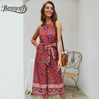 Benuynffy Boho Floral print Halter Jumpsuit Long Women Vacation Bohemian Beach Summer Casual Pocket Sleeveless Wide Leg Jumpsuit
Benuynffy Boho Floral print Halter Jumpsuit Long Women Vacation Bohemian Beach Summer Casual Pocket Sleeveless Wide Leg Jumpsuit