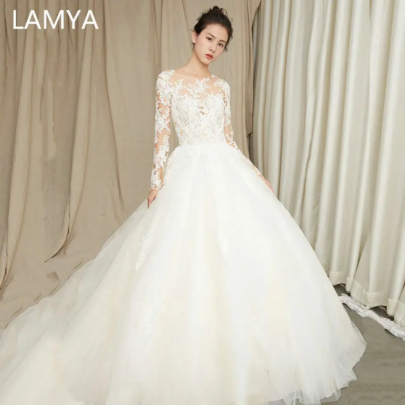 LAMYA Princess Full Lace Sleeve Wedding Dresses 2019 Elegant Backless Bridal Gowns Plus Size O-Neck Vestidos de Novia
LAMYA Princess Full Lace Sleeve Wedding Dresses 2019 Elegant Backless Bridal Gowns Plus Size O-Neck Vestidos de Novia