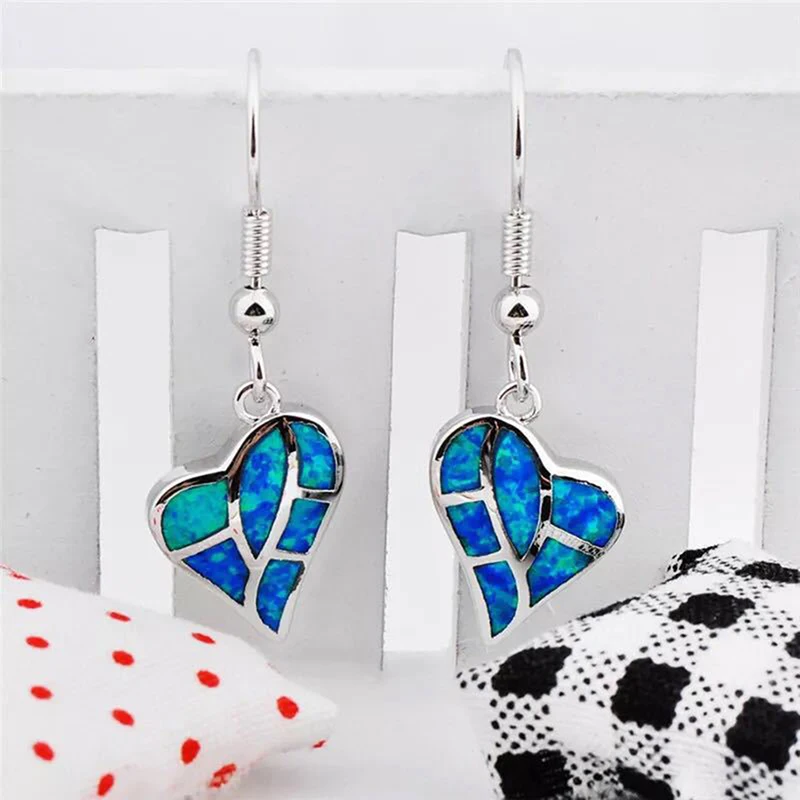 Exquisite Heart Opal Women Dangle Drop Earrings String Statement For Wedding Party Gift | Украшения и аксессуары