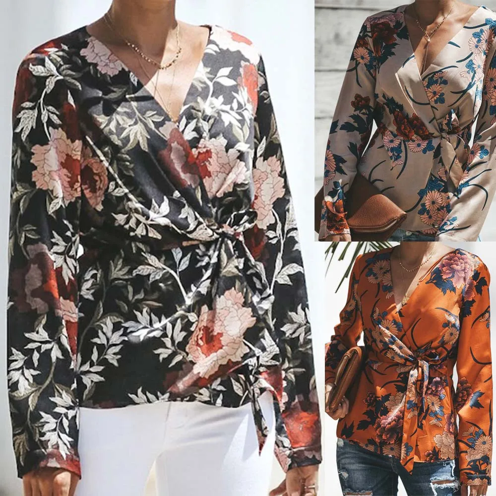 Women All Season Casual Polyester Satin Fabric Fashion Long Sleeve V-Neck Print Fashion V-Neck Blouse Drop Shipping 
Women All Season Casual Polyester Satin Fabric Fashion Long Sleeve V-Neck Print Fashion V-Neck Blouse Drop Shipping
