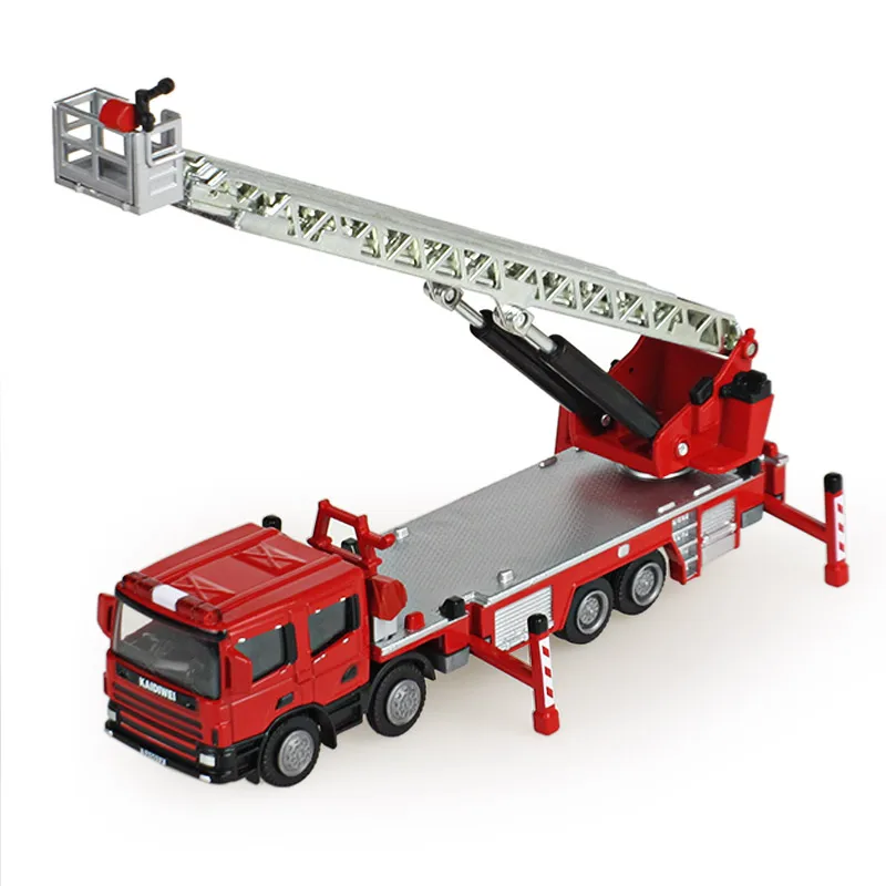KaiDiWei 1:50 Alloy Aerial Ladder Truck Fire Fighting Car Model Toy Vehicle