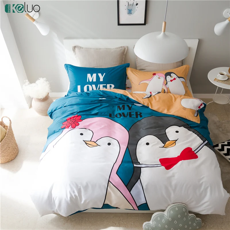 KELUO Print Bedlinens Cotton Queen size Duvet cover set Bedding set 3/4PCS Cartoon for Children Gift Boy and Girl Lovely Penguin
KELUO Print Bedlinens Cotton Queen size Duvet cover set Bedding set 3/4PCS Cartoon for Children Gift Boy and Girl Lovely Penguin