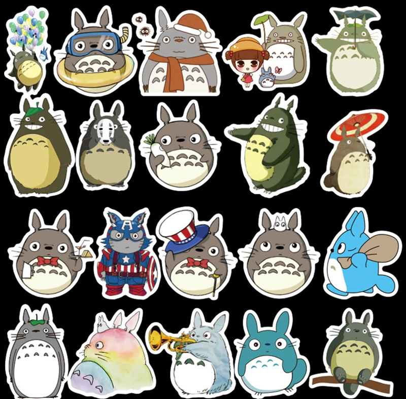 50pcs/pack Tonari No Totoro Stickers For Laptop Moto Skateboard Luggage Guitar Furnitur Decal Waterproof Graffiti Stickers Toys