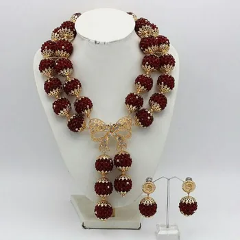 Exclusive Wine Burgundy Crystal Bridal Pendant Necklace Set Handmade African Bead Costume Women Gold Jewelry Set WE132
Exclusive Wine Burgundy Crystal Bridal Pendant Necklace Set Handmade African Bead Costume Women Gold Jewelry Set WE132