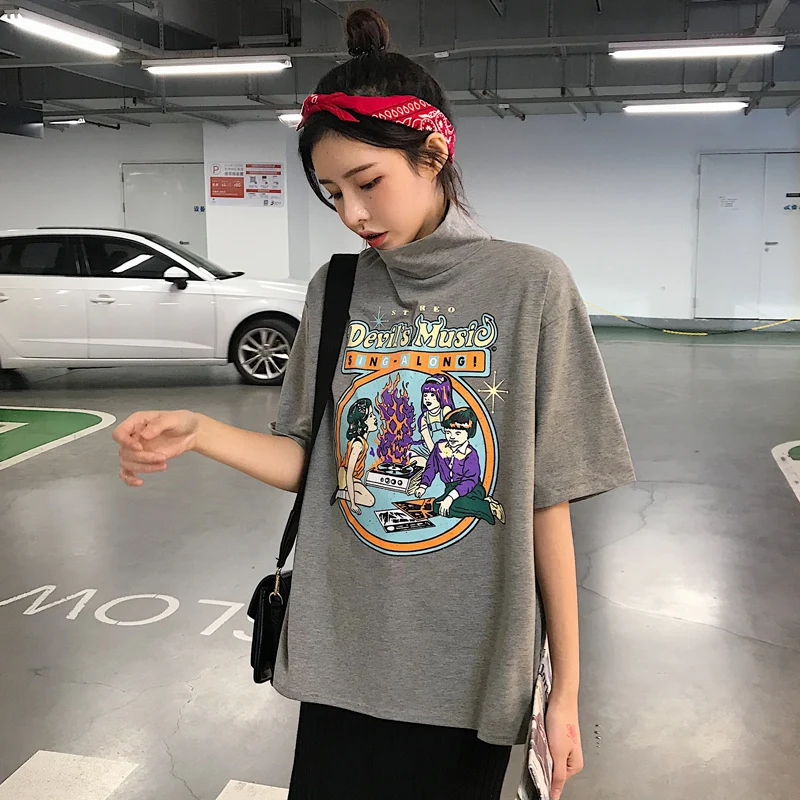 Women's T-shirts Korean Ulzzang Sweet High Collar Short Sleeve Cartoon T-shirt Female Kawaii Ins Chic Top For Women Tee
Women's T-shirts Korean Ulzzang Sweet High Collar Short Sleeve Cartoon T-shirt Female Kawaii Ins Chic Top For Women Tee