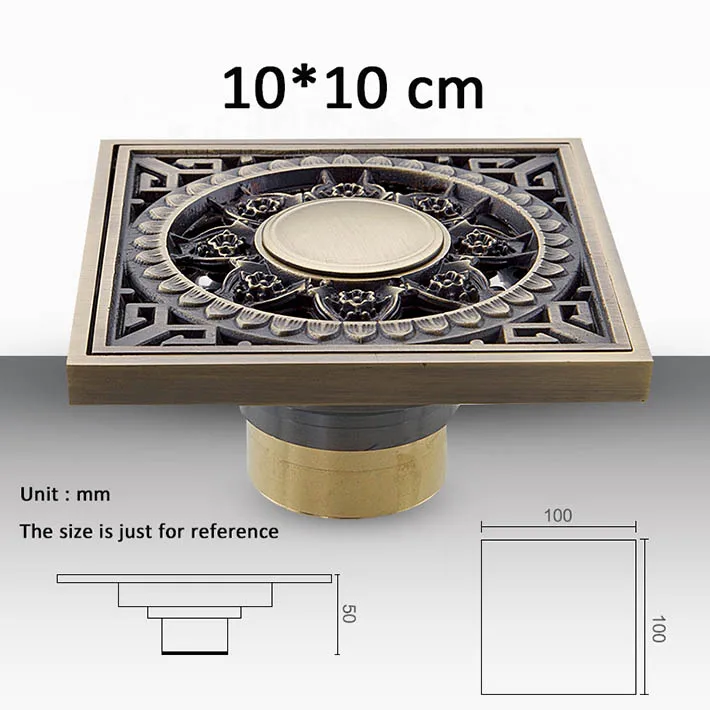 

Wholesale And Retail Promotiom Euro Style Antique Brass Flower Carved Art washer Drain Bathroom Shower Waste Drainer 10*10 cm