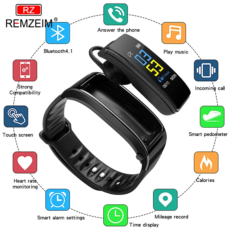 Bluetooth Headset Talk Smart Band Bracelet Heart Rate Monitor Sports Smart Watch Fitness Tracker Wristband For Android and IOS
Bluetooth Headset Talk Smart Band Bracelet Heart Rate Monitor Sports Smart Watch Fitness Tracker Wristband For Android and IOS