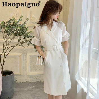 Women Summer White Dress Plus Size Turn-down Collar Epaulette Sashes Office Dress Women Solid Casual Blazer Dresses Ladies Robe
Women Summer White Dress Plus Size Turn-down Collar Epaulette Sashes Office Dress Women Solid Casual Blazer Dresses Ladies Robe