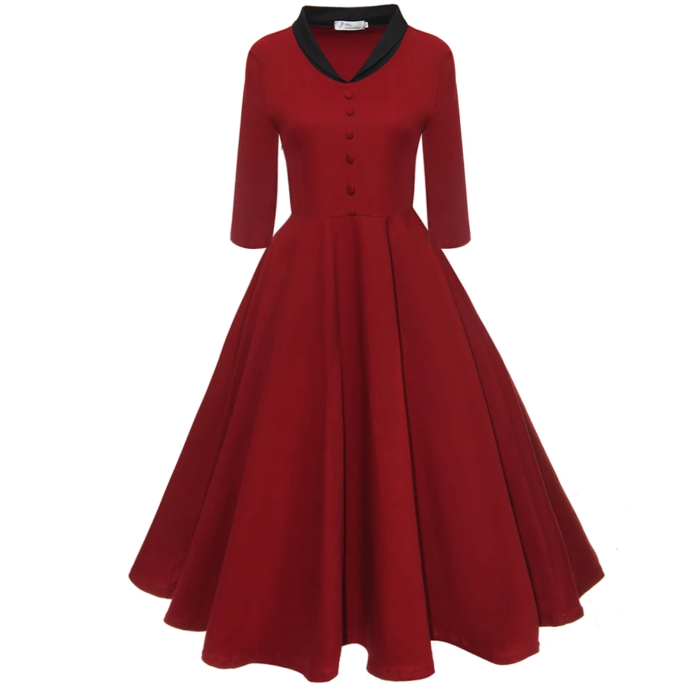 Joineles Red Vintage Elegant Party Women Dress Button Swing A Line Retro Dress Half Sleeves High Waist Cotton Feminino Vestidos
Joineles Red Vintage Elegant Party Women Dress Button Swing A Line Retro Dress Half Sleeves High Waist Cotton Feminino Vestidos