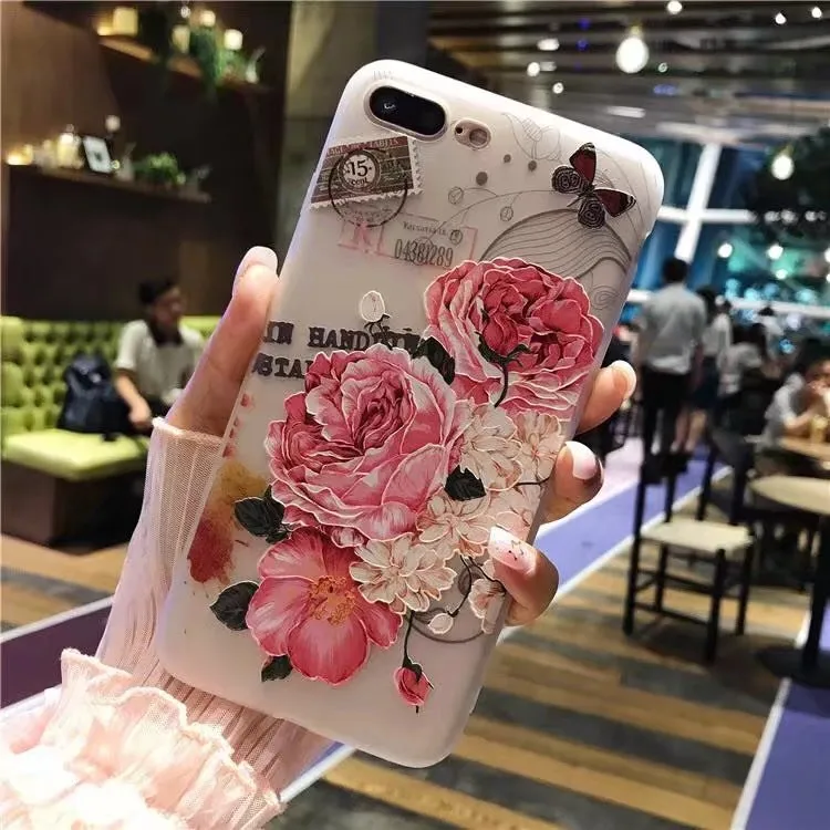 FIFY STORE Coque iPhone en silicone avec motifs fleurs  