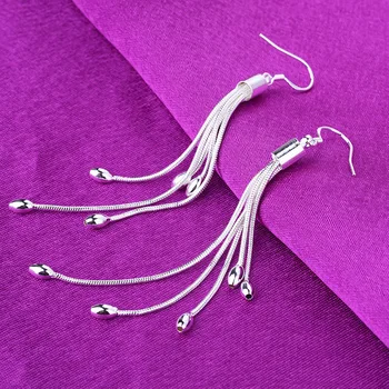 Fashion 925 Sterling Silver Tassel Long Drop Earrings For Women Jewelry Pendientes brincos bijoux eh1163
Fashion 925 Sterling Silver Tassel Long Drop Earrings For Women Jewelry Pendientes brincos bijoux eh1163