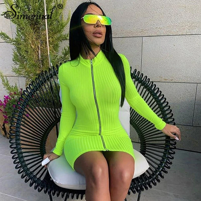 Simenual Neon Color Zipper Bodycon Dresses Women Long Sleeve Ribbed 2019 Autumn Mini Dress Fashion Casual Solid Skinny Dress New
Simenual Neon Color Zipper Bodycon Dresses Women Long Sleeve Ribbed 2019 Autumn Mini Dress Fashion Casual Solid Skinny Dress New